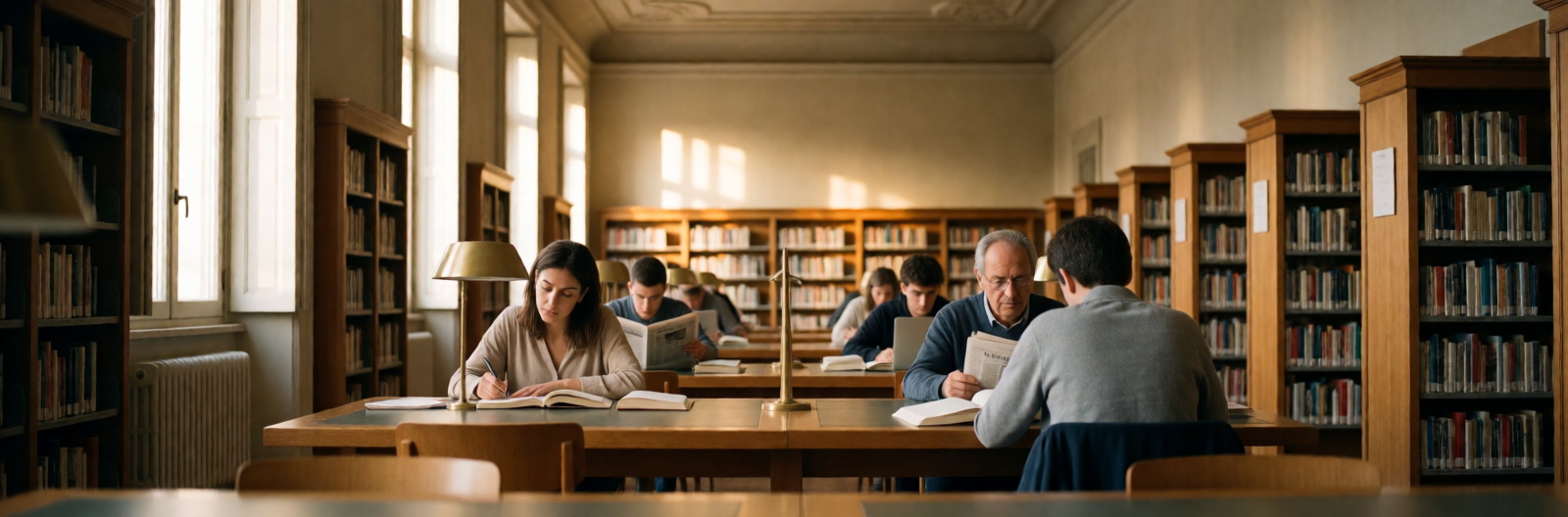 Sala di lettura di una biblioteca italiana